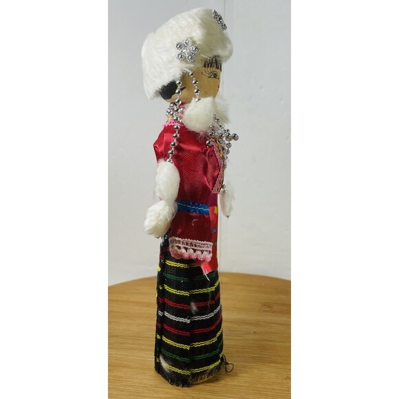 Chinese 9"H Handmade Collectible Minority Nationality Miniature Wooden Doll ! - Picture 2 of 6
